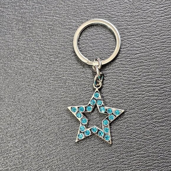 COACH Silver Tone Blue Star Keychain Keyfob Purse Charm Retired - Picture 6 of 9